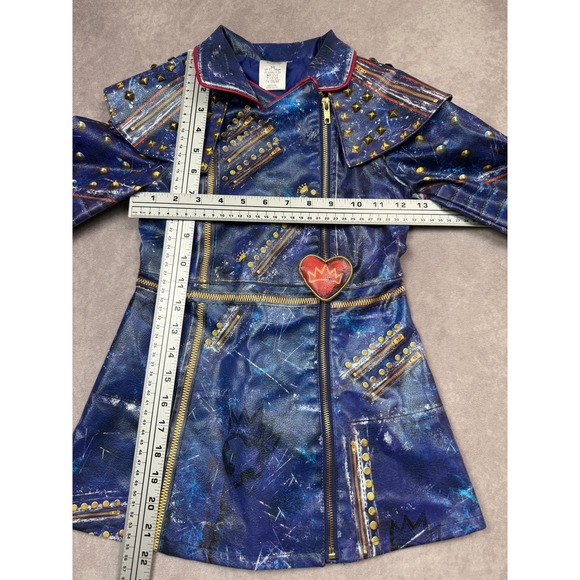 Disney‎ Store Descendants 2 Mai Jacket Kids 5/6 Blue Faux Leather Studded Moto - Picture 3 of 16